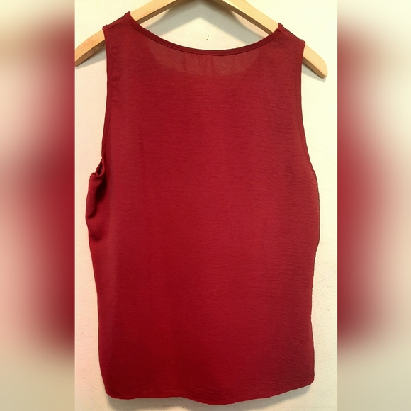 Women’s V-Neck Gathered Red Top - Picture 2 of 4
